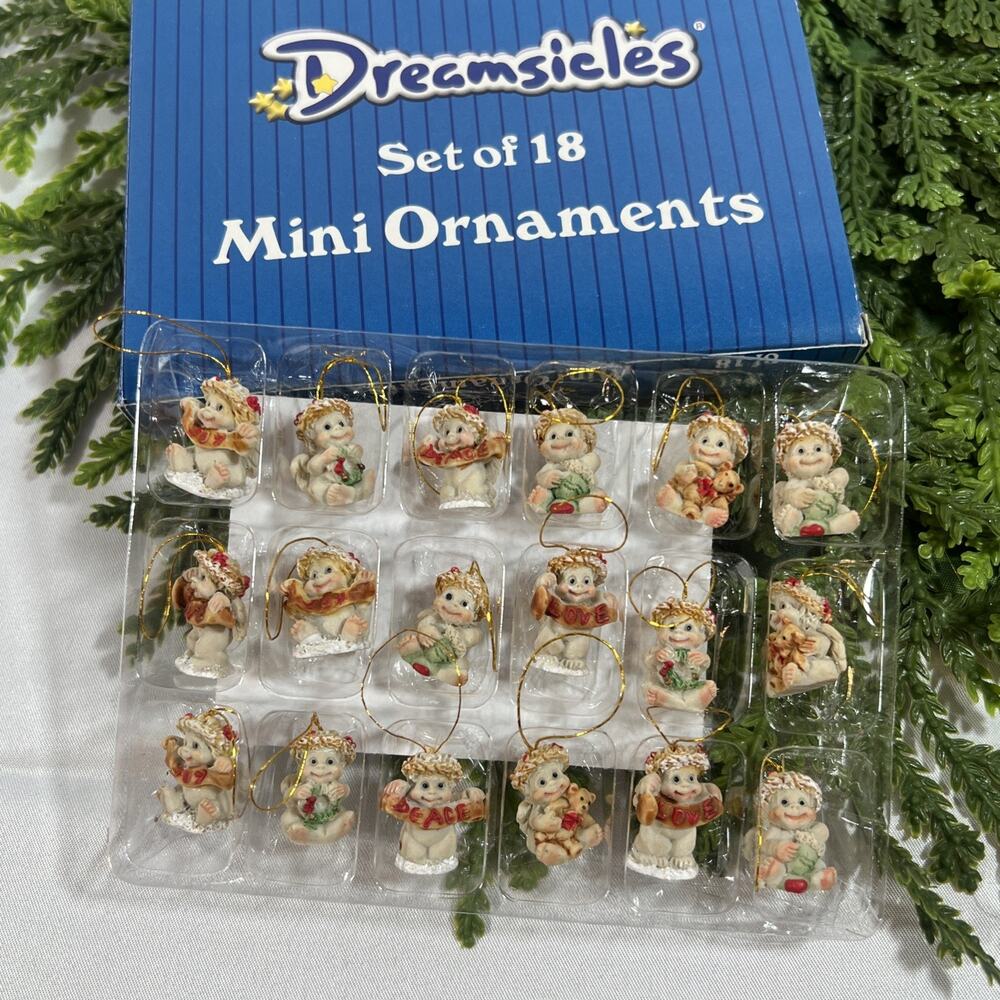 Vintage Dreamsicles Set of 18 Mini Ornaments Angels Miniature Tiny Christmas